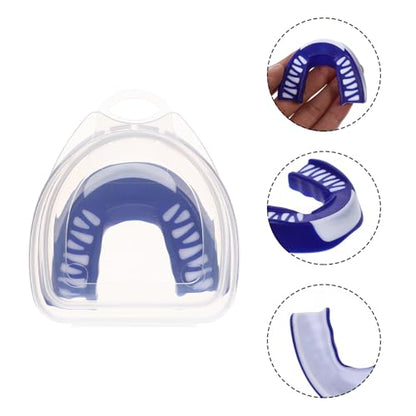 Boxing Teeth Protector with Case, Blue, Shock-Absorbent Sports Mouth Guard for Boxing, Football, Taekwondo, Rugby, Portable Teeth Protective Tool for Youth and Adults