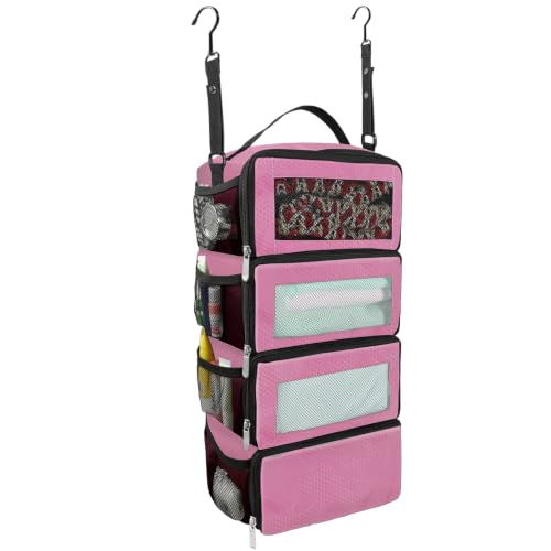 Olosar Suitcase Organizer, Travel Luggage Organizer Portable Hanging Travel Shelves Collapsible Hanging Packing Cubes for Carry on Suitcase - color: Pink-S, size: Small