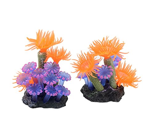CNZ® Artificial Coral Plant, Orange Sea Anemone - color: Orange Sea Anemone, 2pcs