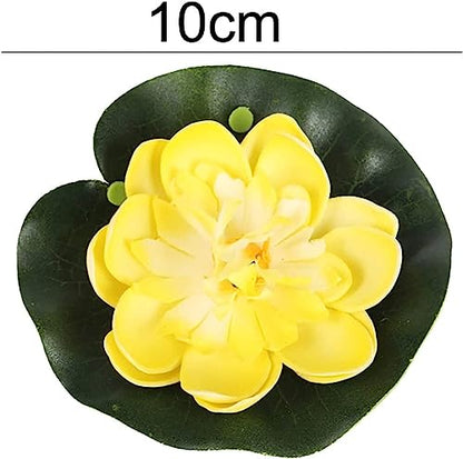 4 Pcs Artificial Floating Foam Lotus Flower with Water Lilys Pad Ornanments,Lifelikes Fake Lotus Flowers for Patio Pond Pool Fish Tank Aquarium Home Garden Special Decoration Outdoor Décor