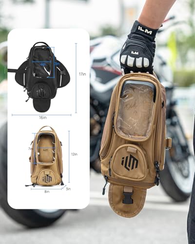 ILM Motorcycle Tank Bag Magnetic Waterproof Touch Screen Phone Pouch BT01 - color: Yellow Brown