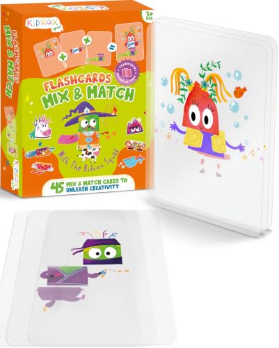 Kidrox Mix & Match Character Building Flash Cards, Transparent Layerable Learning Cards, 45 Pack - color: Mix & Match