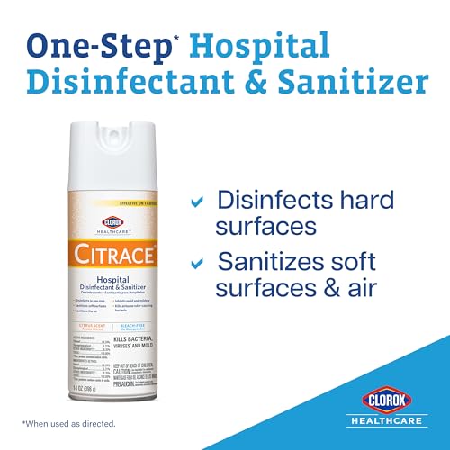 Clorox Healthcare Citrace Hospital Disinfectant and Sanitizer Aerosol Spray, Citrus, 14 Ounces (Package May Vary)