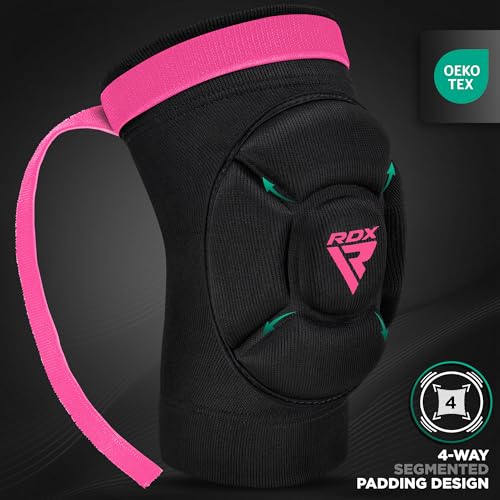RDX Elbow Pads, Muay Thai MMA Kickboxing Sparring Elbow Guard, Martial Arts Striking Protection,Wrestling Basketball Adjustable MTB Volleyball Compression Padded Sleeve, Men Women - color: Black Pink, size: Small