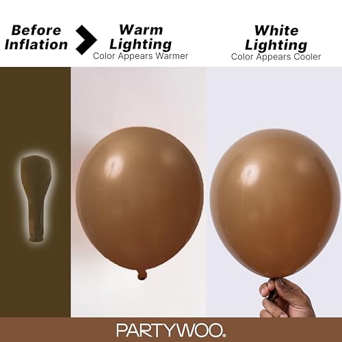PartyWoo 브라운 풍선 152피스 다양한 사이즈 45.7cm(18인치), 30.5cm(12인치), 25.4cm(10인치), 12.7cm(5인치) 보헤미안 뉴트럴 가을 커피 탠 풍선 아치 키트 화환 생일 소년 베이비 샤워 정글 사파리 가을 파티 장식 브라운-F09 - color: 브라운-f09