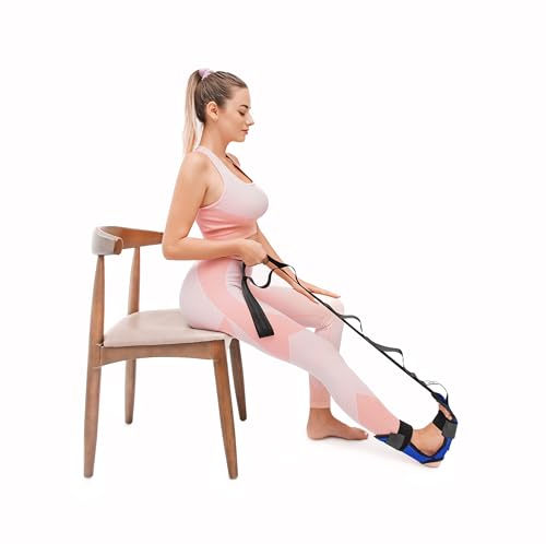 Foot & Calf Stretcher for Plantar Fasciitis, Includes Foot Massage Roller, Achilles Tendinitis, Foot Drop, Yoga Foot & Leg Stretching Strap
