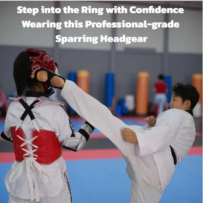 Taekwondo Sparring Head Guard, Competition Protection Headgear for Taekwondo, Karate and Martial Arts - color: red, size: Small