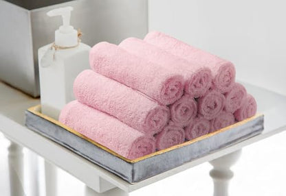 Avalon Towels Salon Towel - Pink Hand Towels Bulk Pack of 24 - 100% Cotton Absorbent Spa, Facial & Gym Towel for Working Out - 16x27 Inches (Not Bleach Proof) - color: Pink