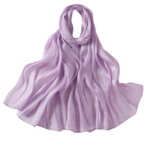 Women Premium Hijab Head Scarf Lightweight Shimmer Scarves Crepe Wedding Shawls and Wraps for Evening Dresses Shiny - color: Purple 11#