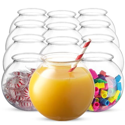 16 Oz Plastic Fish Bowls (12-Pack) Drink, Party & Decorative Ivy Bowls | BPA-Free Plastic Bowls for Candy Buffets, Carnival Games, Prize Tables, Centerpieces, Crafts & Event Displays - size: 12 Count (Pack of 1)
