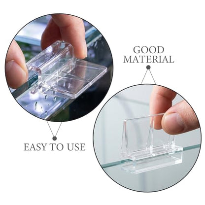 20pcs Fish Tank Lid Locking Clips - Transparent Terrarium Lid Clips - DIY Acrylic Fish Tank Cover Bracket for Home and Office Aquarium Box 6mm