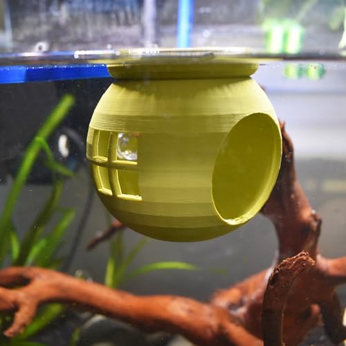 Floating Cozy Betta House, Natural Floating Betta Hide Out, Aquarium Fish Hammock, Relaxing & Stress Relief, Suction Cup Included, 2.9" W x 2.6" H (Olive Green) - color: Olive Green