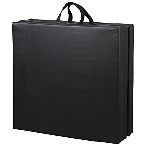 ZenStyle 6' x 2' x 2" PU Leather Exercise Tri-Fold Gym Fitness Mat For Gymnastics, Aerobics, Yoga, Martial Arts - color: Black