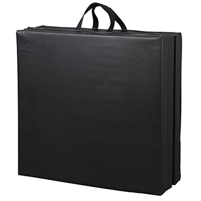 ZenStyle 6' x 2' x 2" PU Leather Exercise Tri-Fold Gym Fitness Mat For Gymnastics, Aerobics, Yoga, Martial Arts - color: Black