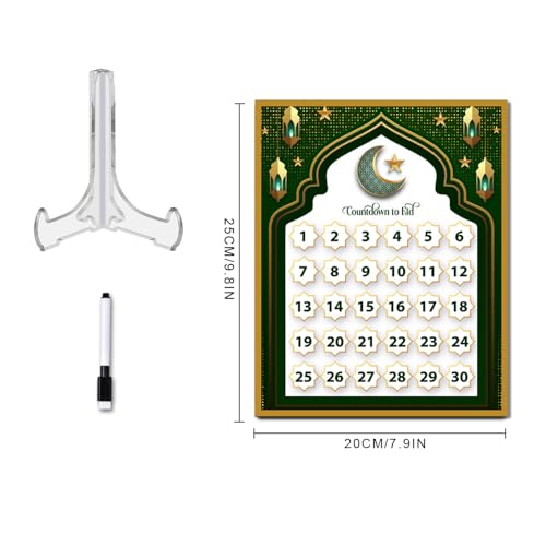 Ramadan Mubarak Advent Calendar Arylic Countdown Calendars Home Decor,Write by Hand Eid Decorations/Ramadan Decorations for Home,Ramadan Ornament Kids Gift (G)