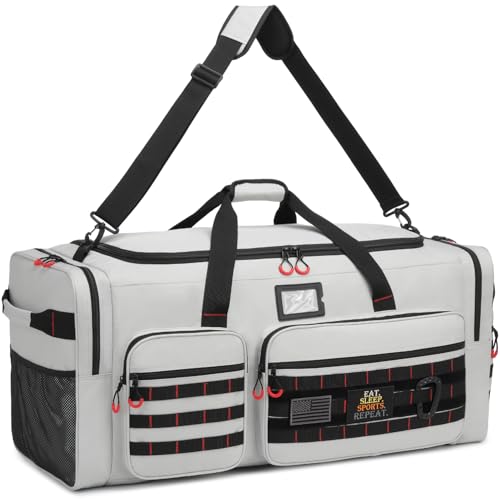 135L Large Duffle Bag, Heavy Duty Duffle Bag for Travel, Extra Large Sports Gym Equipment Bag for Soccer Baseball Basketball Hockey Football, Grey - color: Grey