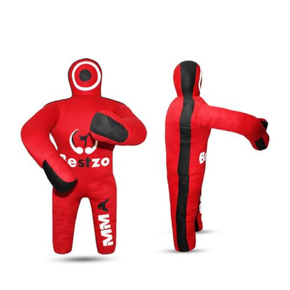 Bestzo Kids MMA Grappling Dummy - Unfilled Canvas Wrestling & BJJ Training Partner for Karate, Judo & Boxing (48-Inch) - color: Black Red