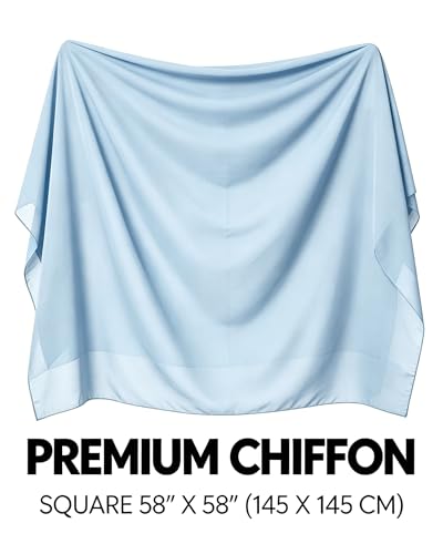 Lina & Lily Premium Chiffon Hijab Head Scarf Shawl Wrap for Muslim Women Square 58'' x 58'' - color: Baby Blue