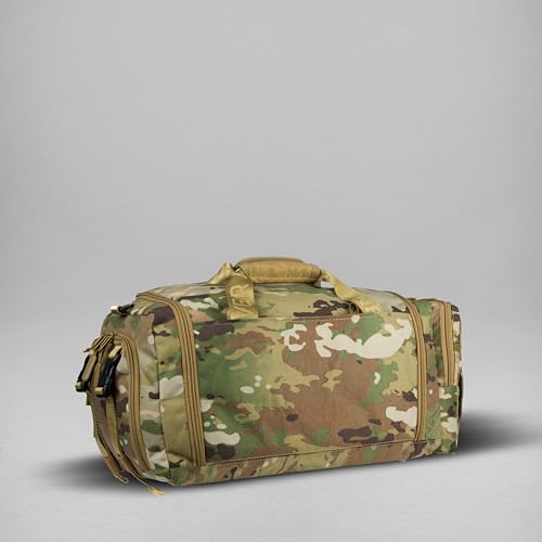 WOLFpak 30L Perfect Duffle Bag (OCP Camo) Tactical Gym Bag Hardshell Base 1000D Waterproof Travel Carry On with Shoe Compartment, Dual Cup Holders, Laptop Sleeve & Molle Straps - color: OCP Camo