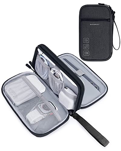 BAGSMART Electronics Travel Organizer for Cords Chargers Phones, Black - color: Double Layer Black