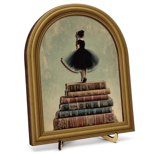 3D Vintage Book Desk Decor Sign, Reading Woman Painting Framed Wall Art Sign for Home Bedroom Living Room Desk Wall Shelf Decor 8x10 Inch - color: Funny-6