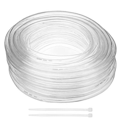 M METERXITY Vinyl Tubing 3/4" ID x 1" OD 100ft Flexible Plastic Tube with 2 Hose Ties, Lightweight Hybrid PVC Hose for Water Gardening/Airline/Aquarium Tubing [Clear] - size: 3/4" ID x 100ft