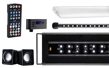 CURRENT USA 24-36" Inch Serene Aquarium Visual and Audio Aquatic Experience Kit with LED Aquarium Light, LED Background Light, Frosted Background Film & Speaker for Fish Tank (4025)