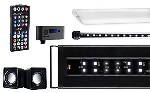 CURRENT USA 24-36" Inch Serene Aquarium Visual and Audio Aquatic Experience Kit with LED Aquarium Light, LED Background Light, Frosted Background Film & Speaker for Fish Tank (4025)