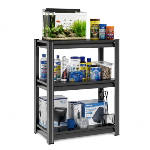 Aquarium Stand 1200 LBS Fish Tank Stand Heavy Duty Adjustable Shelf | Metal aquarium shelving with adjustable storage tiers for turtle tanks, reptile terrariums and pet supply organization - size: 3-TIER 31.5"H×23.6"W×13.8"D