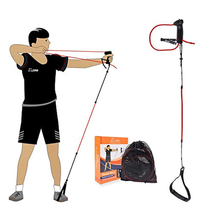 Archery Bow Trainer Draw Training Aid Device Strength Stretch Band Exerciser for Recurve Bow Compound Shooting Youth Adults Beginner Portable Bow Riser Handle - color: Black