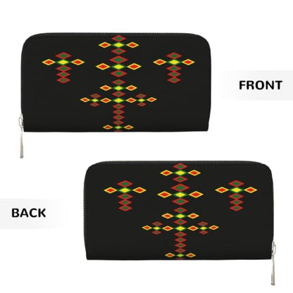 Ethiopian Cross PU Leather Long Wallet for Women Men, Zipper Clutch Wallet RFID Card Holder Organizer - color: Ethiopian Cross4