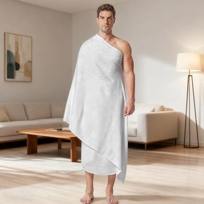 2 Piece Ihram Men's Clothing Hajj Microfibre Towel Set, 110 x 220 cm, Umrah Essential