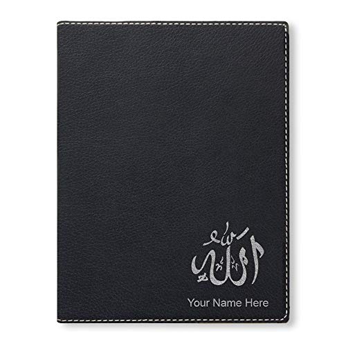 Small 7" X 9" Portfolio Notepad, Allah 1, Personalized Engraving Included (Black with Silver) - color: Black With Silver Engraving, size: Small 7 X 9
