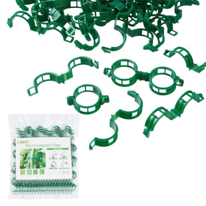 CIQIYO® 100 Pcs Plant Support Clips,Plastic Clips for Securing Plants | Plant Fixing Clips,Tomato Vine Clips,Garden Clips for Climbing Plants,Grape and Vine Vegetables,Reusable(100, Green) - color: Green