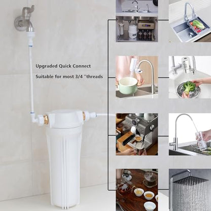 3/4"F Elbow to 1/4" Push-Fit Adapter, 3 Pcs | Plastic RO water filter hose connector for garden hoses, pre-filters & purifiers — fits RO/RODI & standard filters. - style: 1/4” Tube to 3/4” Female Thread Elbow