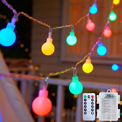 Globe String Lights Battery Operated - 21 Feet 60 Led Twinkle Fairy Lights, 8 Modes with Remote Mini Globe Lights for Indoor Outdoor Bedroom Party Wedding Garden Christmas Tree Decor, Multicolor - color: Multicolor, size: 1 Pack