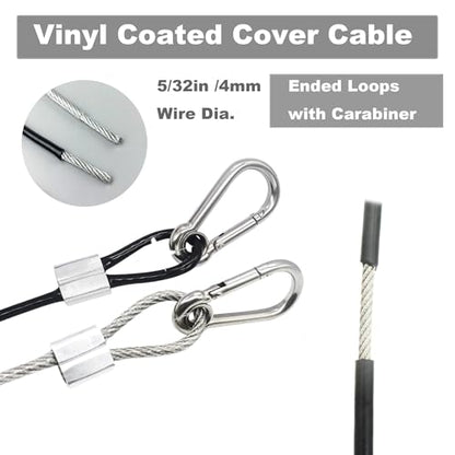 5 pcs 24 inch Vinyl Cover Coated Stainless Steel Wire Rope Lanyard Cable Tether Safety Strap with Hooks and 2 Loops (4mm Thickness), Black - color: 5pcs_black, size: 24"/60cm