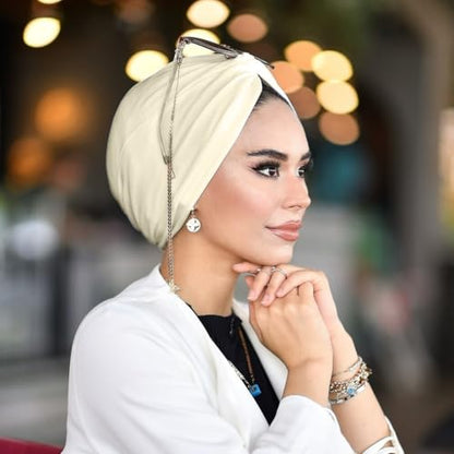 para life Knot Turbans for Women, Breathable Instant Turban|Standard Size Cotton|Pre-tied Scarf, Hijab Cap&Undercap - color: Beige