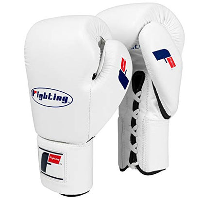 Fury Professional Lace Training Gloves - Lace Up Sparring Gloves for Boxing, Bag, and General Training - color: White, size: 18 oz