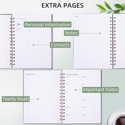 Undated Weekly and Monthly Planner Spiral Bound- Weekly Goals Notebook, To Do List, Habit Tracker Journal, Academic, Aesthetic, Stylish School or Office Supplies(6.1" x 8.4" - Green) - color: A-Green