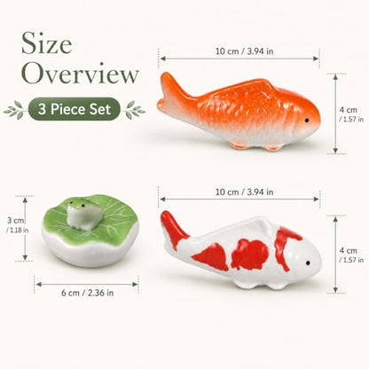 Garneck 3pcs Ceramic Floating Fish Decor: Koi Fish Aquarium Ornaments Porcelain Garden Pond Figurines Leaf Pad Goldfish Water Fountain Birdbath Bowl Tank Accent for Indoor Outdoor