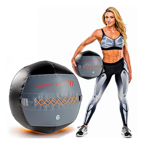 Bionic Body Soft Medicine Ball Weighted Slam Wall Ball for Cardio Workout and Core Training – Ideal for Squat, Lunge, and Partner Toss - style: 6LB