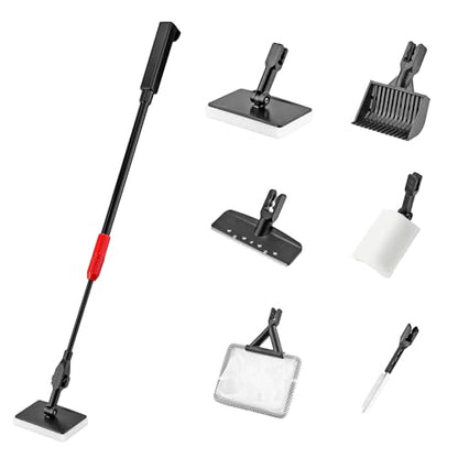 6 in 1 Aquarium Cleaning Tool Algae Scraper for Fish Tank Cleaning | Professiona Fish Tank Cleaning Tool Including Brush Sand Rake Pad with Telescopic Handle Tank Glass Cleaner Kit