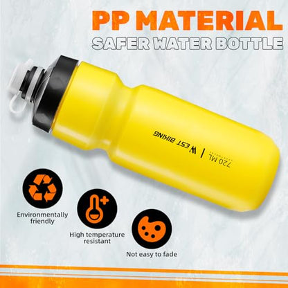Bike Water Bottle Cage with Bottle, Durable Ultralight Plastic Water Drink Holder Rack, Lightweight PC Water Bottle Holder for Bicycle, Cycling Bottle Holder Cages for MTB, Road Bike(Yellow) - color: Yellow