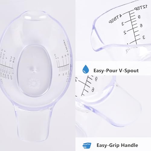 4 Pack Small Measuring Cups, 2oz/60ml Mini Measuring Cup with tsp/Tbsp/oz/ml Markings, Clear Easy-Read Scale for Kitchen, Resin, DIY, Beauty Mixing (4)