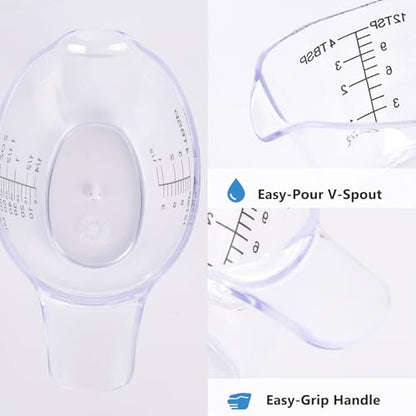 4 Pack Small Measuring Cups, 2oz/60ml Mini Measuring Cup with tsp/Tbsp/oz/ml Markings, Clear Easy-Read Scale for Kitchen, Resin, DIY, Beauty Mixing (4)