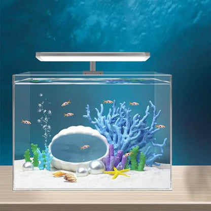 Ceramic Shell Cave with 50 Pearls - Betta Fish & Shrimp Tank Decorative Hideout(Blue + 50PCS Pearl)