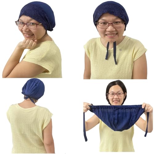 3Pack Islamic Muslim Under Hijab Cap Inner UnderScarf for women Lace Under Scarf Hat Hijab Cap with Tie - color: Light Grey Navy Blue Wine Red