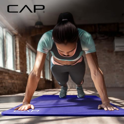 CAP Barbell 1/2-Inch High Density Exercise Yoga Mat with Strap | Multiple Options - color: Blue, style: Yoga Mat