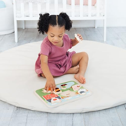 Pearhead Wooden Barn Puzzle, Pegged, Farm Animal Learning Toy | Montessori-Inspired Farm Board, Animal Sound Practice, Pegged Pieces, Toddler or Preschool Gift - color: Farm Animals